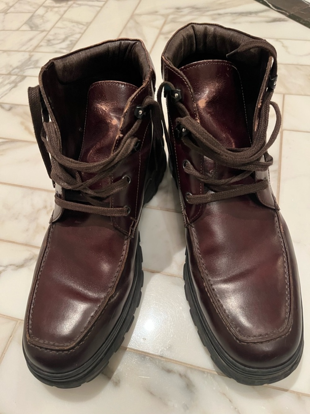 Salvatore Ferragamo Men's Brown Leather boots signs of wear